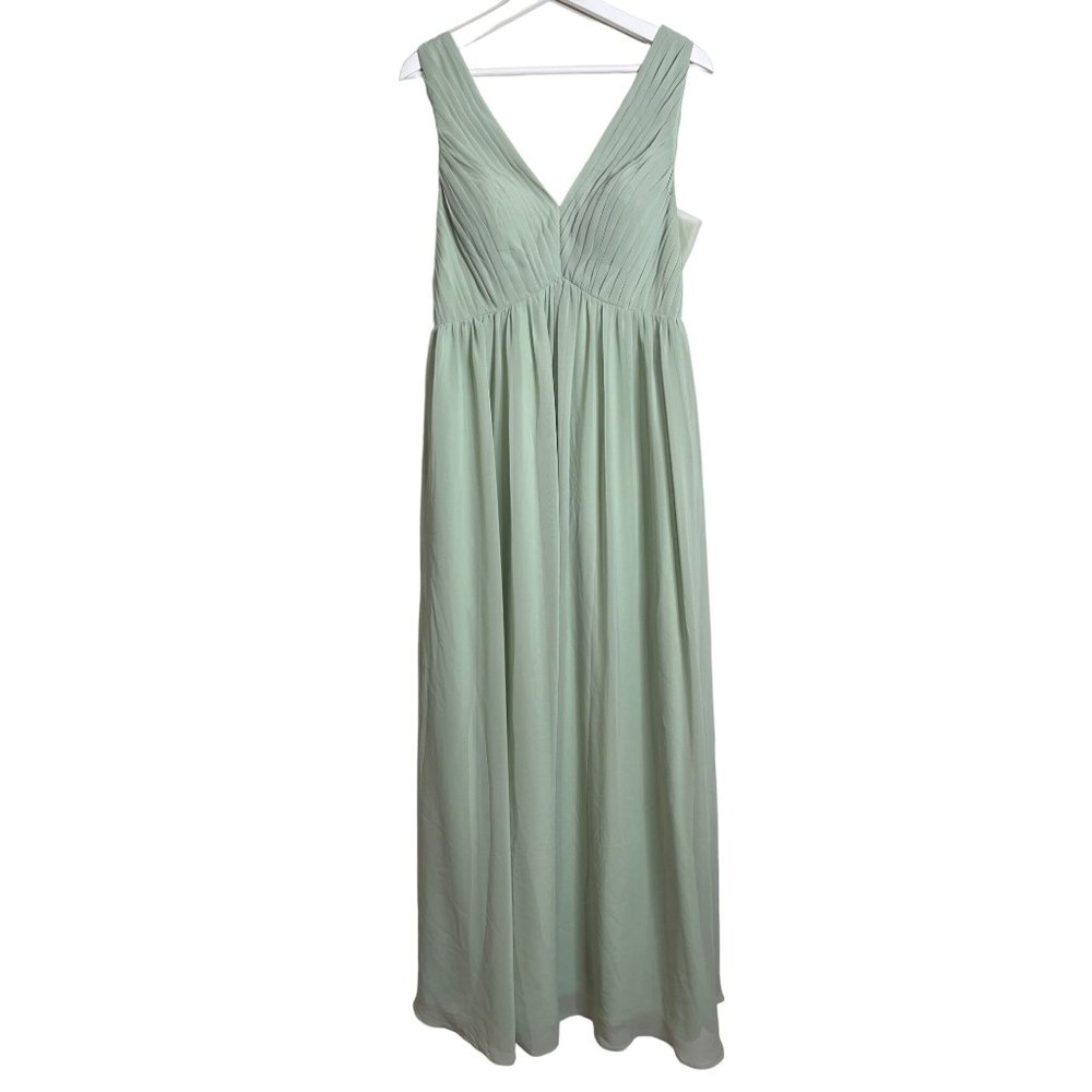 Azazie Dress Fit and Flare Maxi Long Sz 10 Women Green Sleeveless Solid Formal